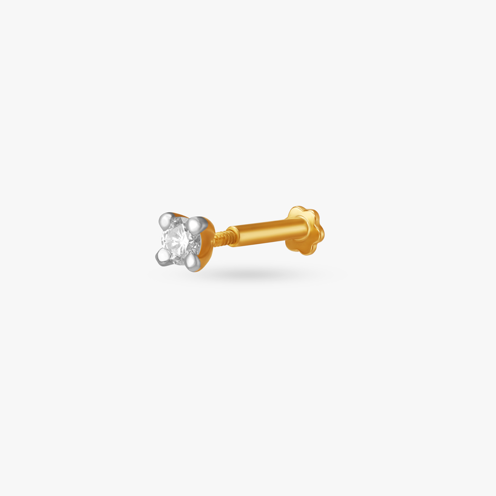 Charming Gold and Diamond Nose Pin