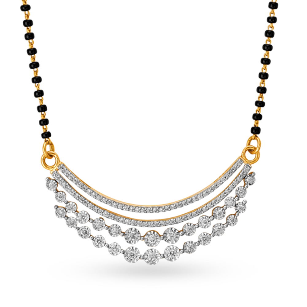 Stunning Minimal Diamond Mangalsutra in Yellow and White Gold