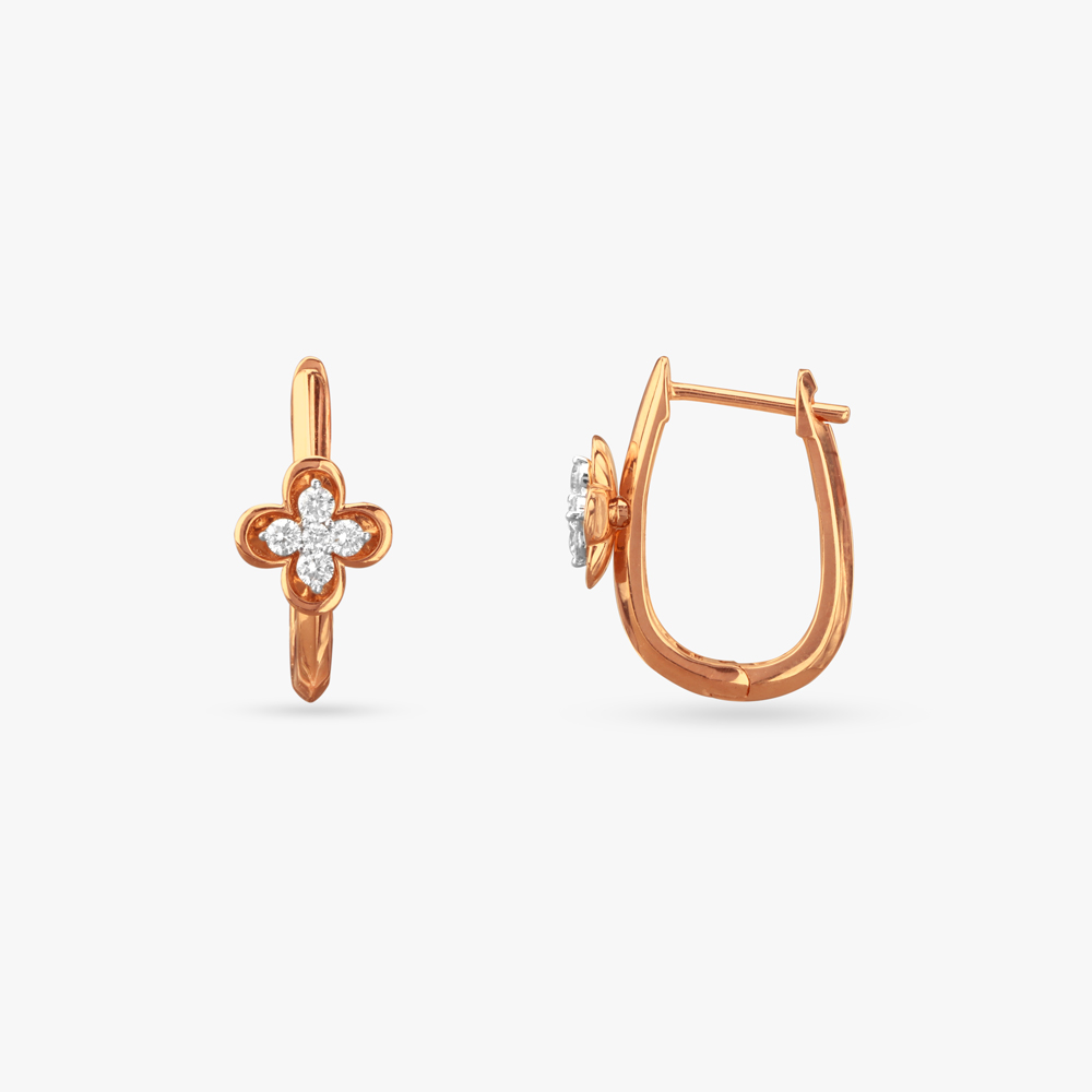 

Petite Clover Diamond Hoop Earrings