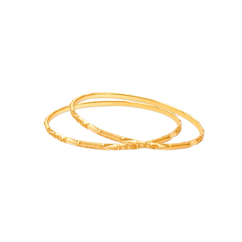 

Ornate Yellow Gold Carved Bangles