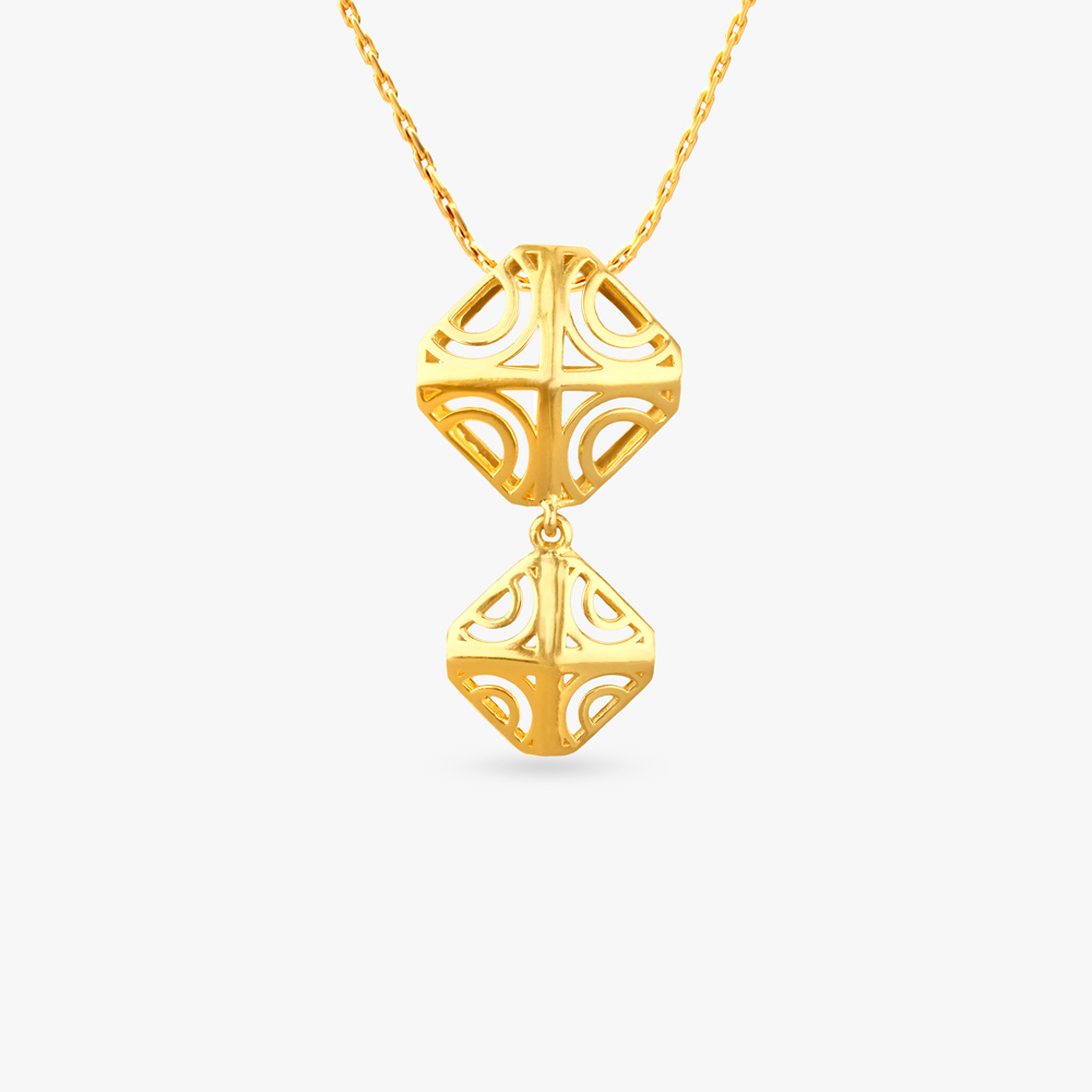 

Sculpted Geometry Gold Pendant and Earrings Set