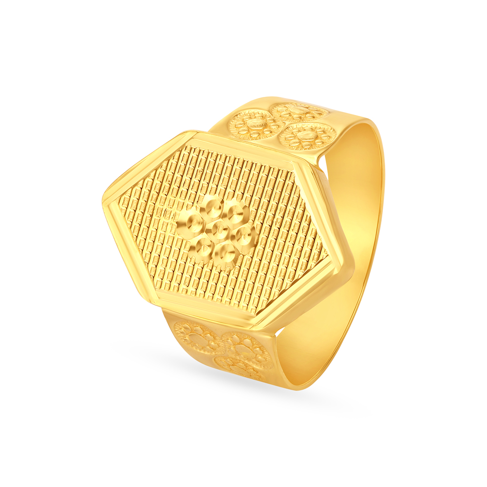 Brilliant 22 Karat Gold Boat Ring For Men