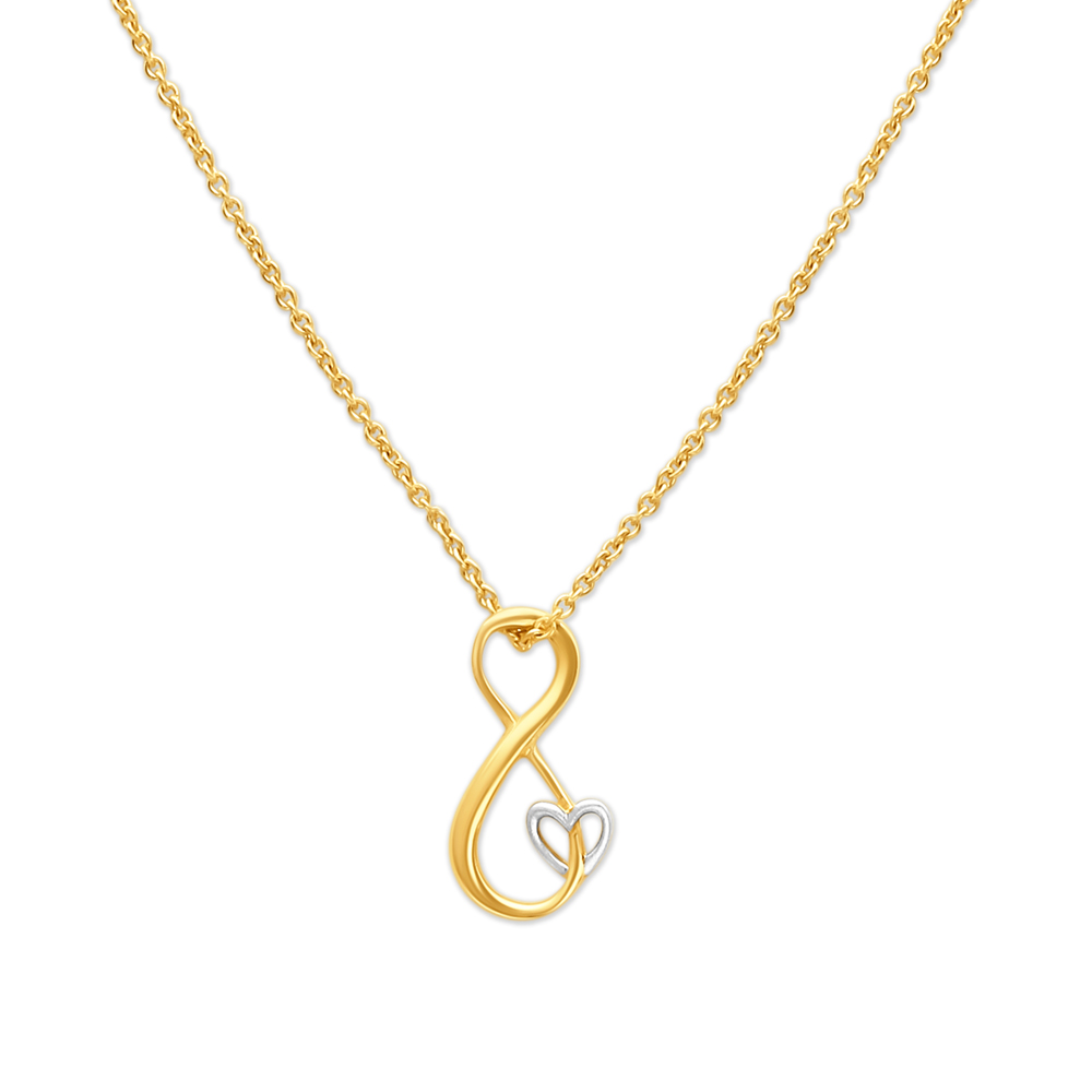 Chic Infinity And Heart Motif Gold Pendant with Chain for Kids