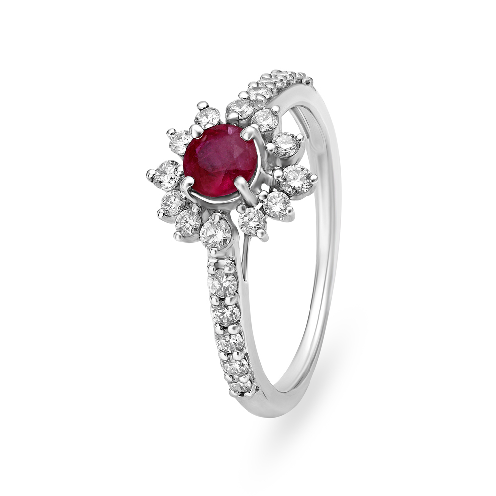 Floral Ruby and Diamond Finger Ring