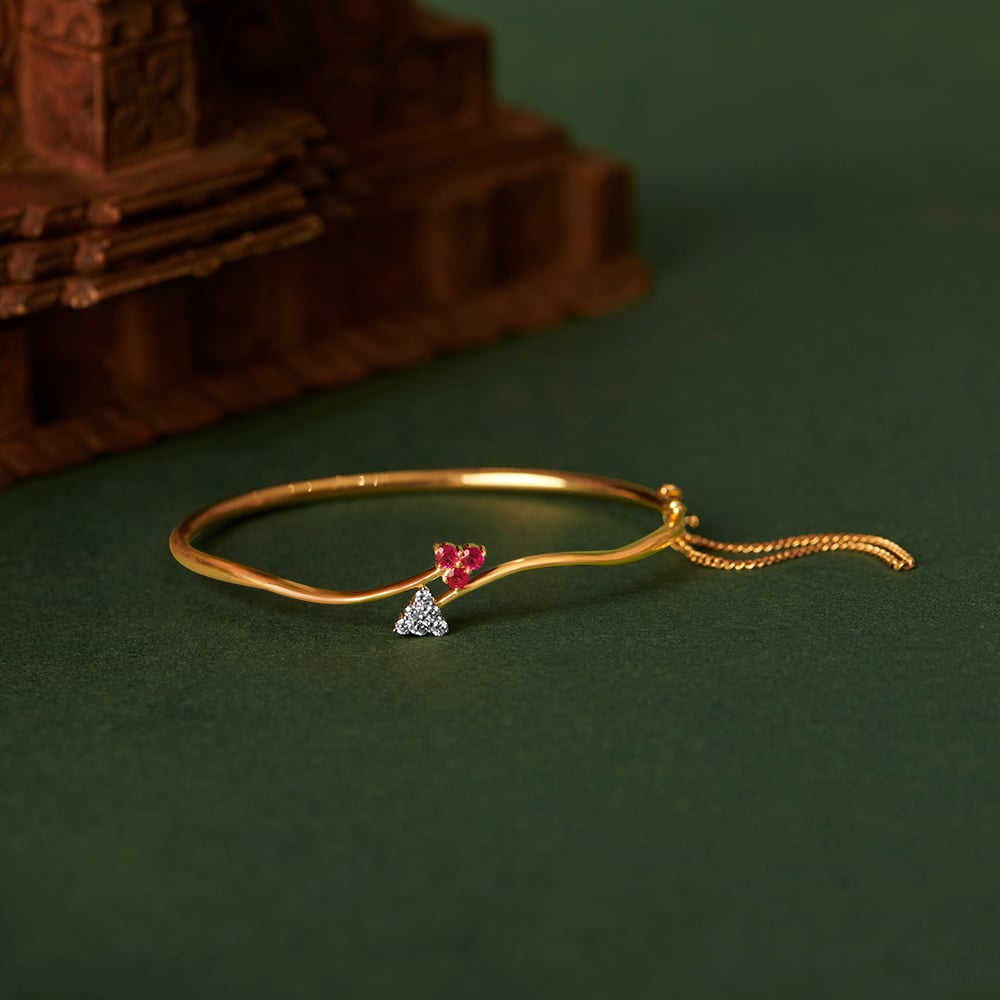 

Floral Ruby and Diamond Gold Bangle