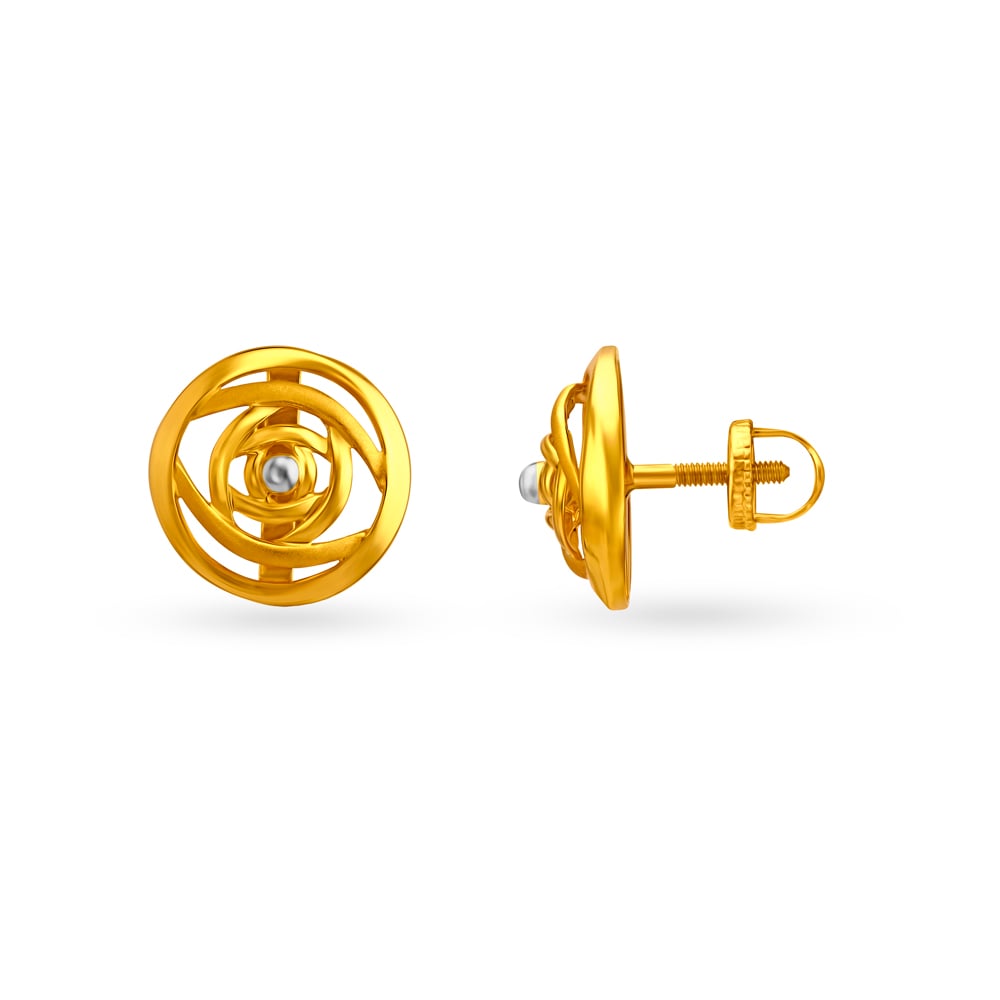 

Hypnotic Yellow Gold Swirled Stud Earrings