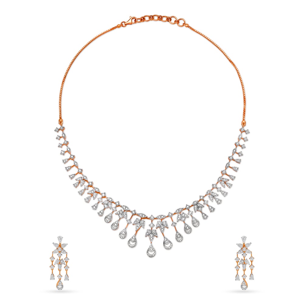 

Mesmerising Floral Diamond Necklace Set