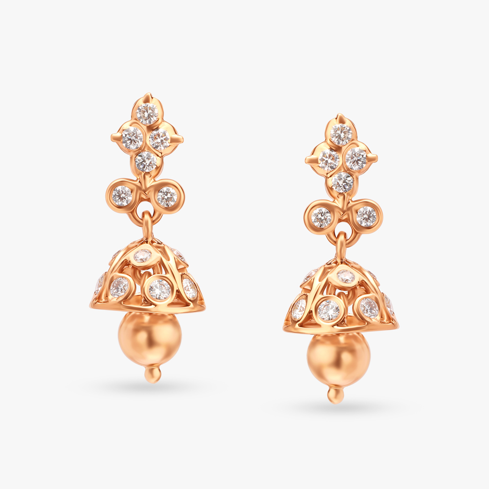 Contemporary Diamond with Pearls Stud Earrings