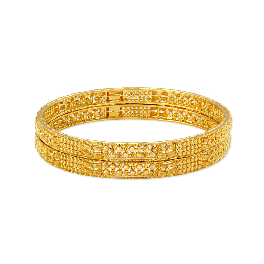 

Lavish Yellow Gold Beaded Bangles