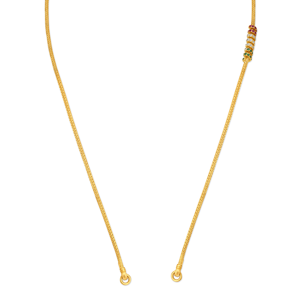 

Slender Enamel Gold Chain With Coloured Stones