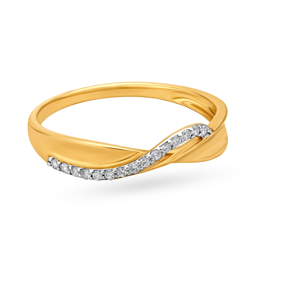 Exquisite 18 Karat Yellow Gold And Diamond Twist Ring