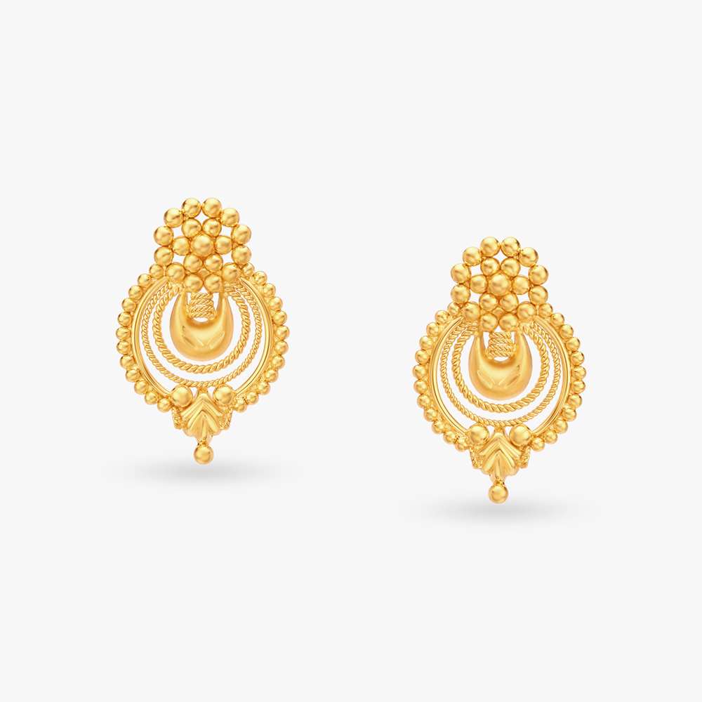 Artistic Gold Drop Stud Earrings