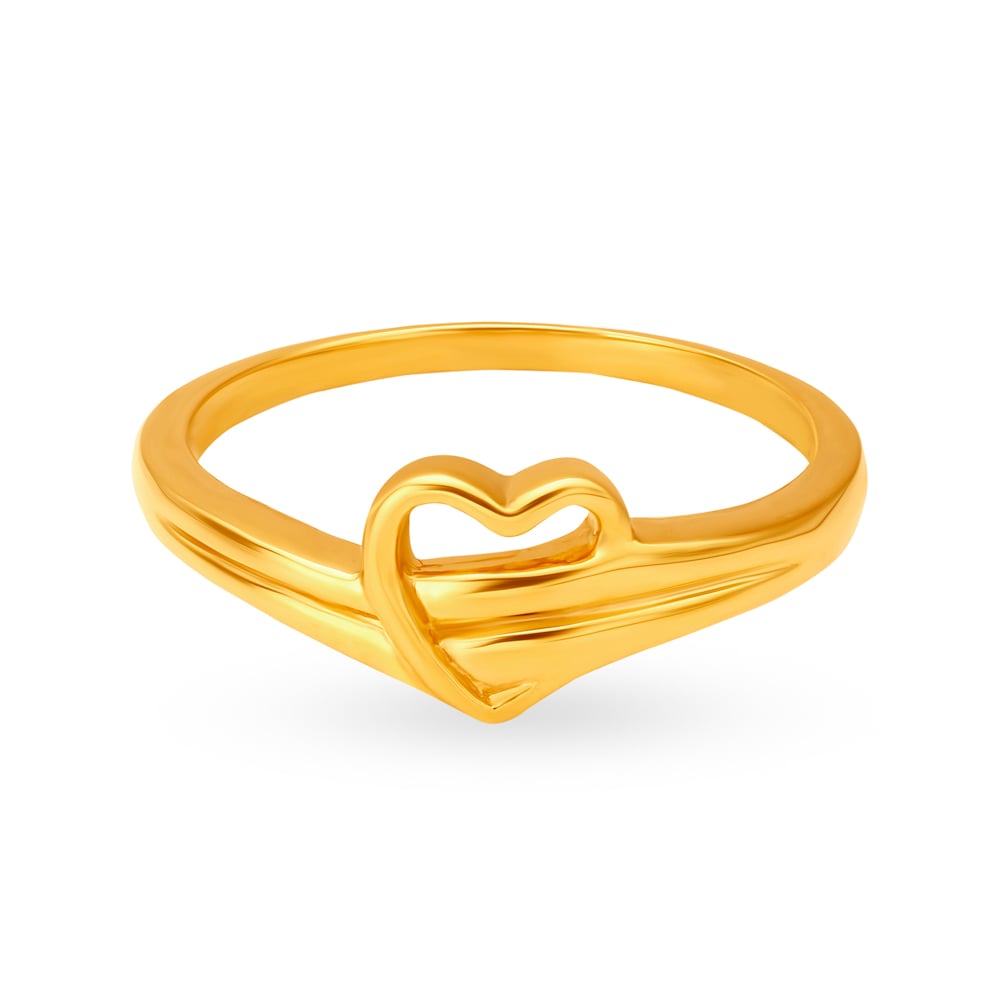 Classic 22 Karat Yellow Gold Heart Finger Ring