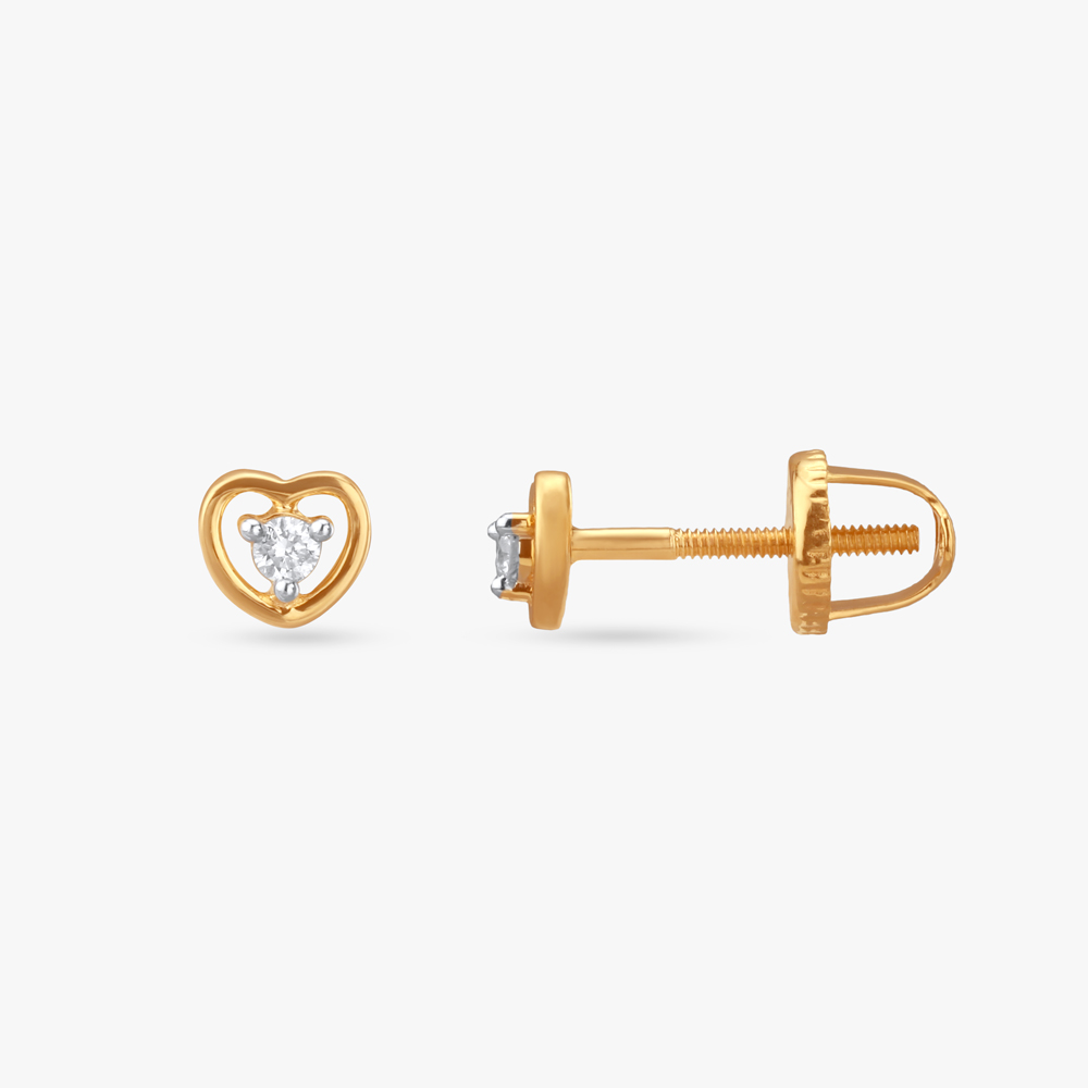 

Adorable Hearts Diamond Stud Earrings For Kids