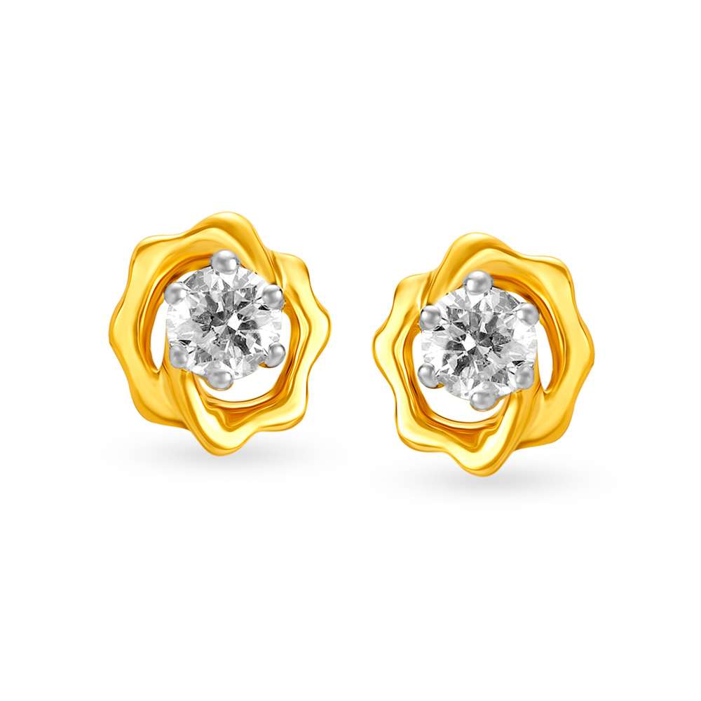 Refined Diamond and Gold Stud Earrings for Kids