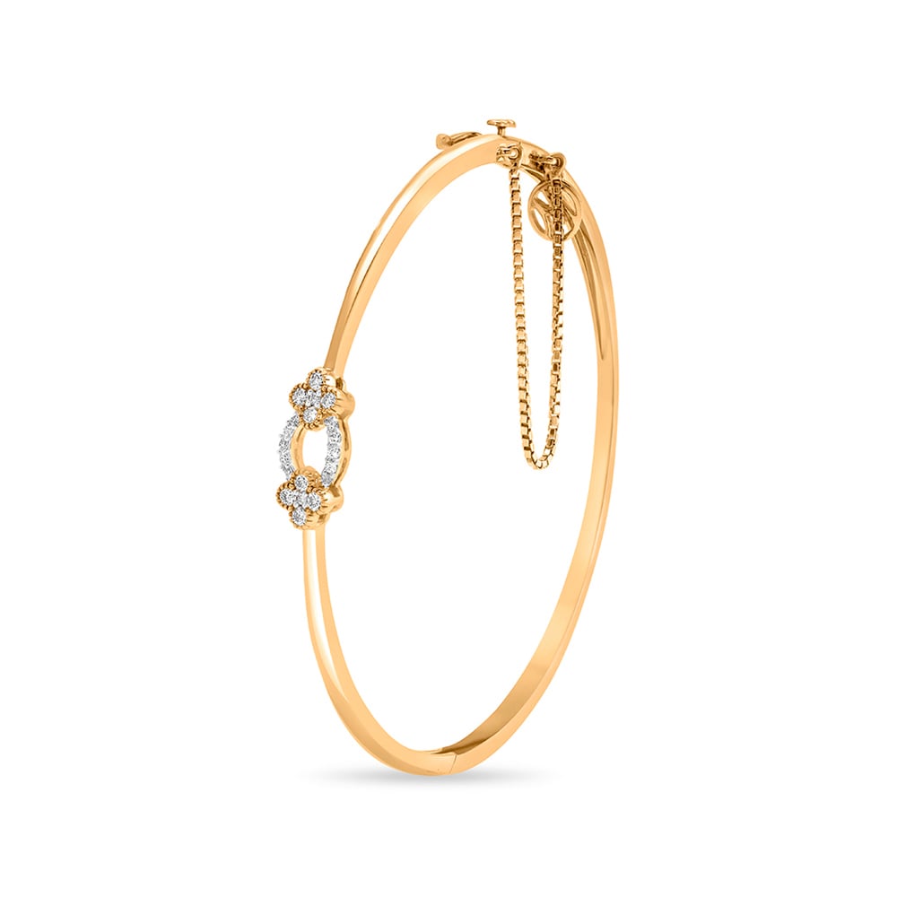 14 KT Yellow Gold Dew Drop Diamond Bangle