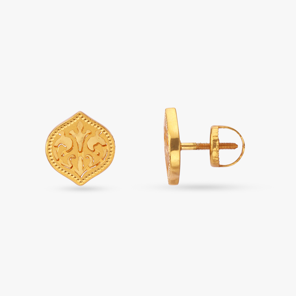 Floral Gold Stud Earrings