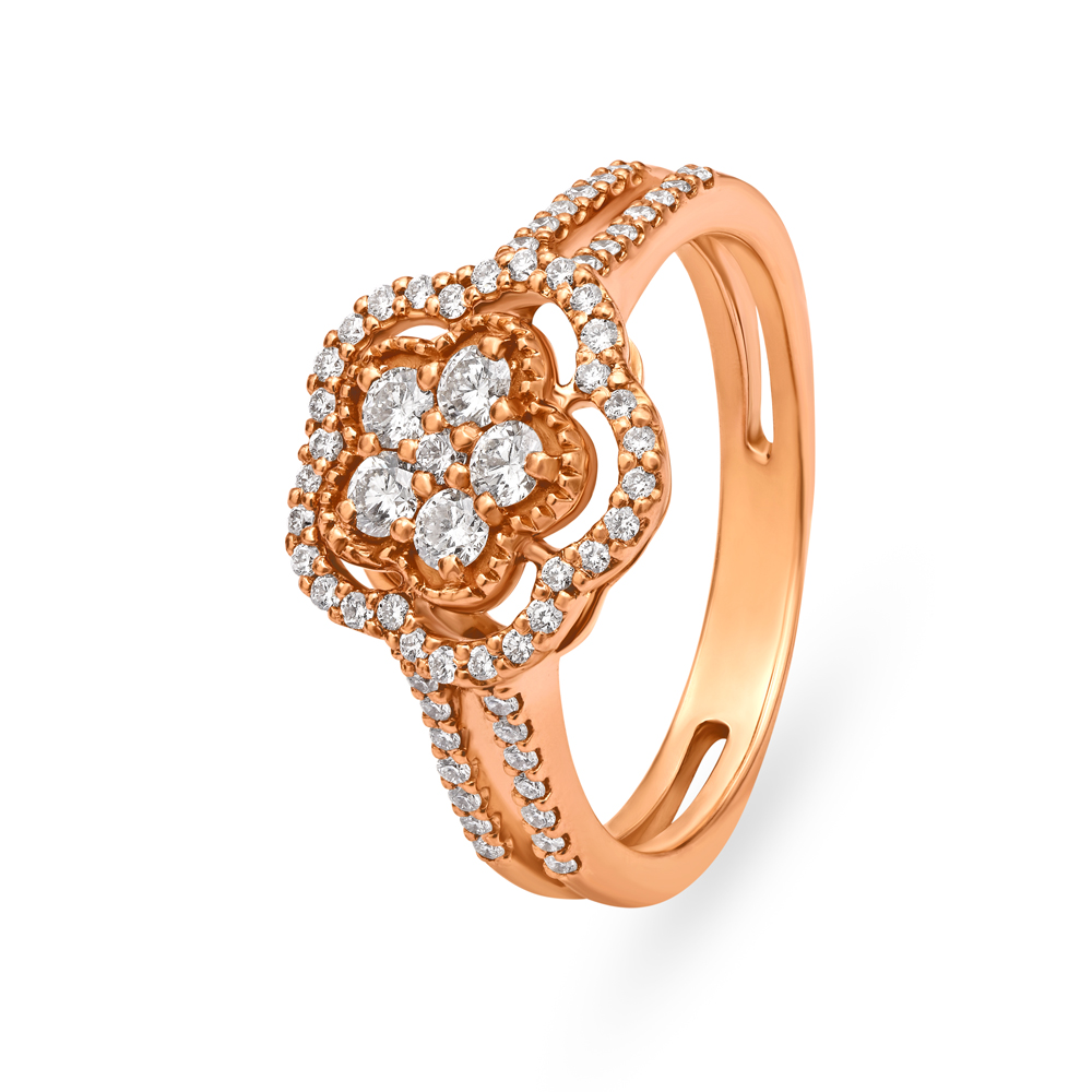 Fierce 18 Karat Rose Gold And Diamond Floral Ring