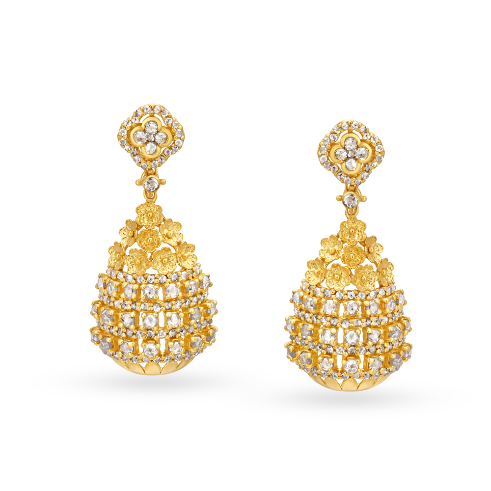 

Conspicuous Floral Gold Drop Earrings