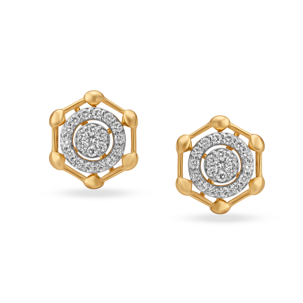 Buy 18KT Gold Diamond Emerald and Sapphire Stud Earrings Online | Tanishq |  Tanishq | Sapphire studs, Sapphire earrings studs, Gold diamond