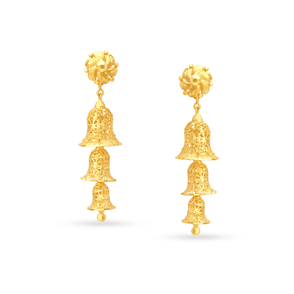 Buy Shining Jewel 3 Layered Traditional Gold 24K Designer Jhumka Earrings  (SJ_903) at Amazon.in