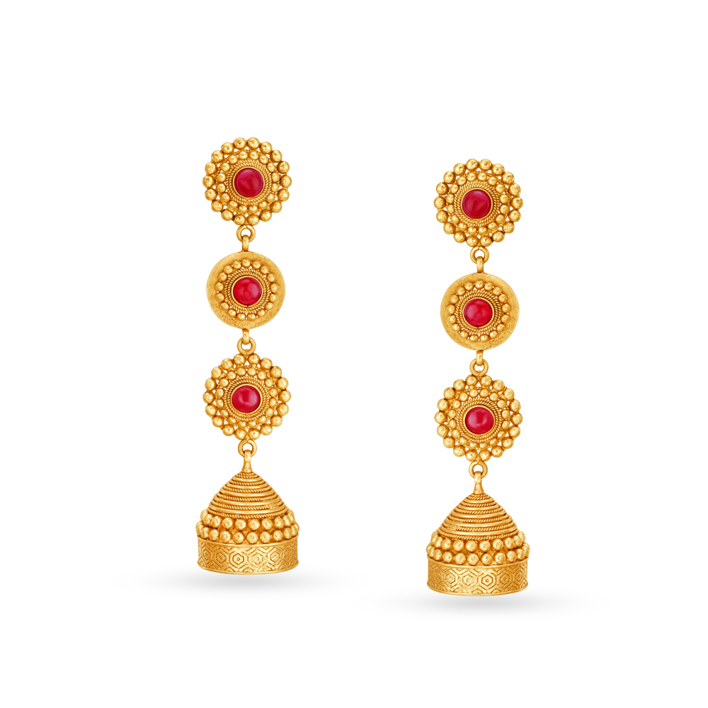 

Rawa Work Gold Jhumkas