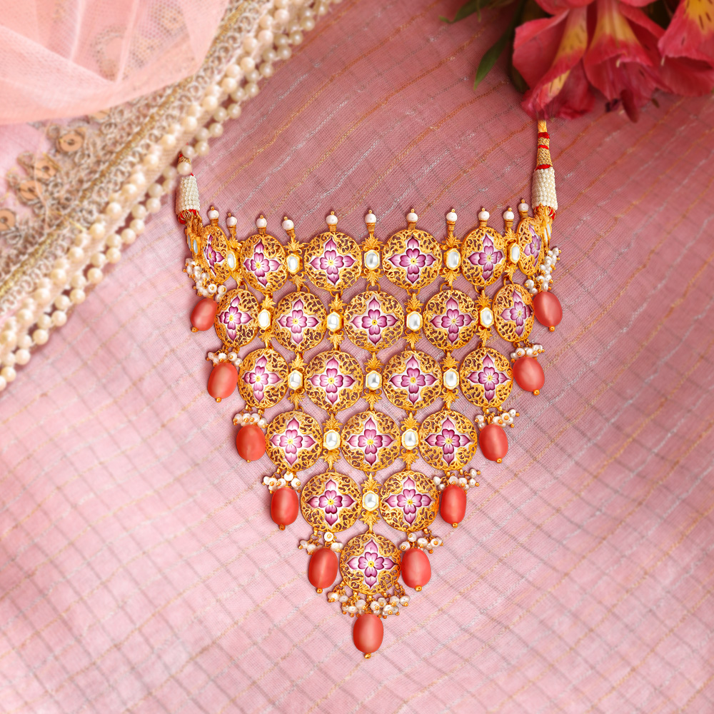 Meenakari gold store necklace