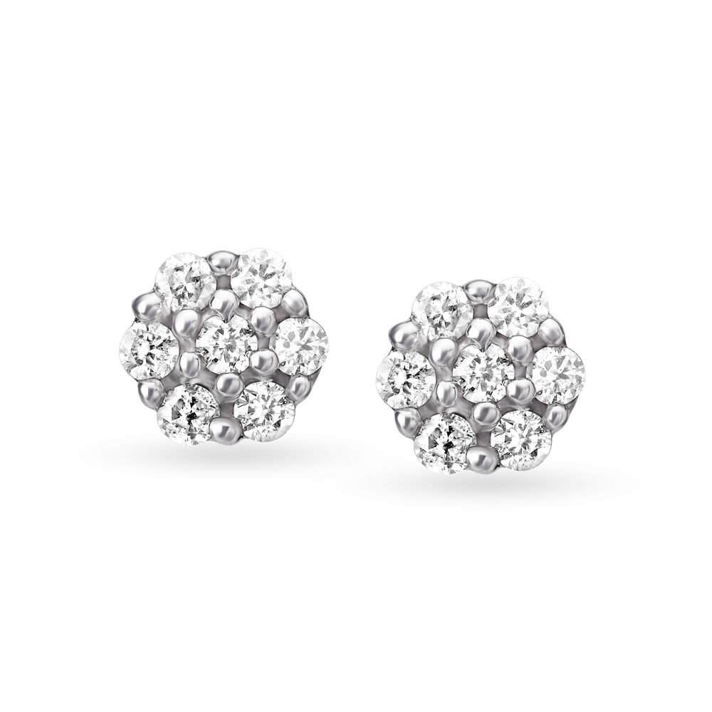 Dazzling Solitaire Feel Cluster Diamond Stud Earrings