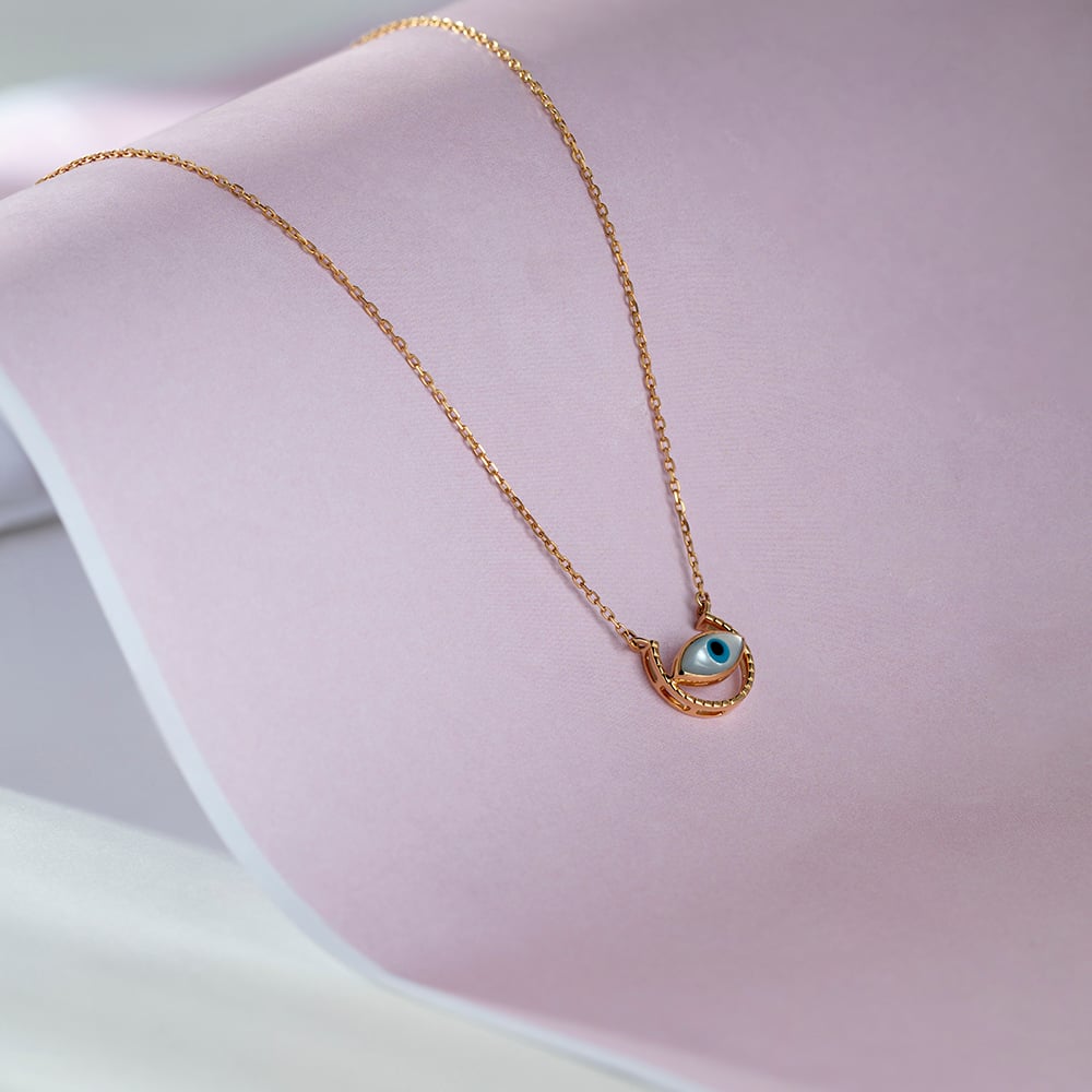 Celestial Vision Evil Eye Gold Pendant with Chain