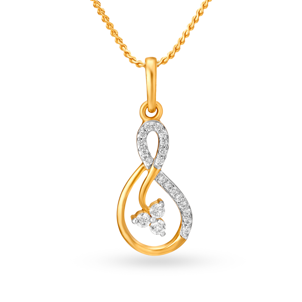 Enchanting 18 Karat Yellow Gold And Diamond Swirl Pendant