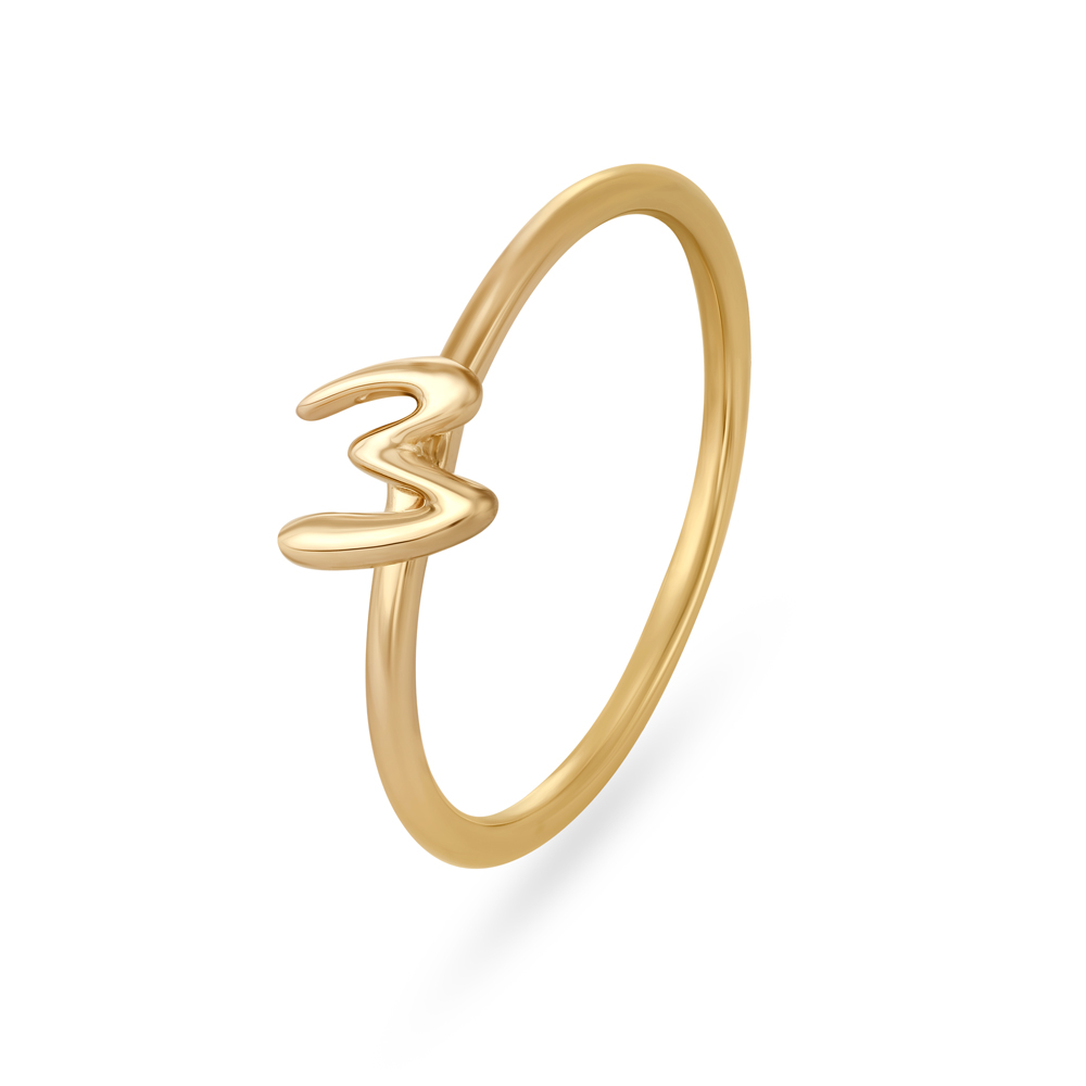 Letter W 14kt Yellow Gold Initial Ring