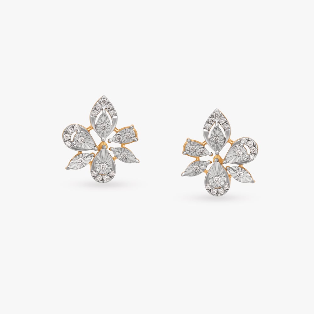 

Luxurious Statement Floral Diamond Stud Earrings