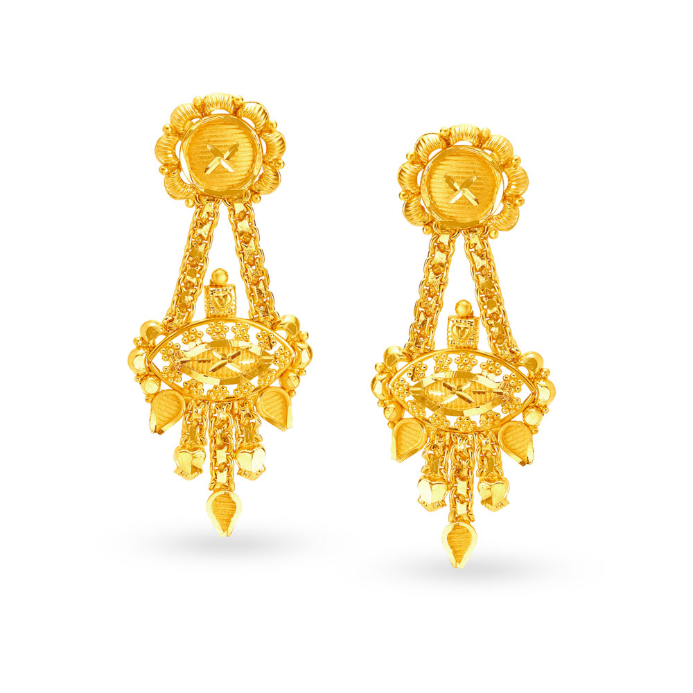 Bombay Style Gold Chain Drop Earrings