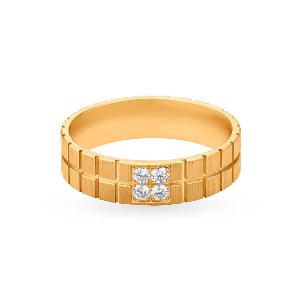 

Sophisticated Geometric 4 Stone Diamond Gold Finger Ring