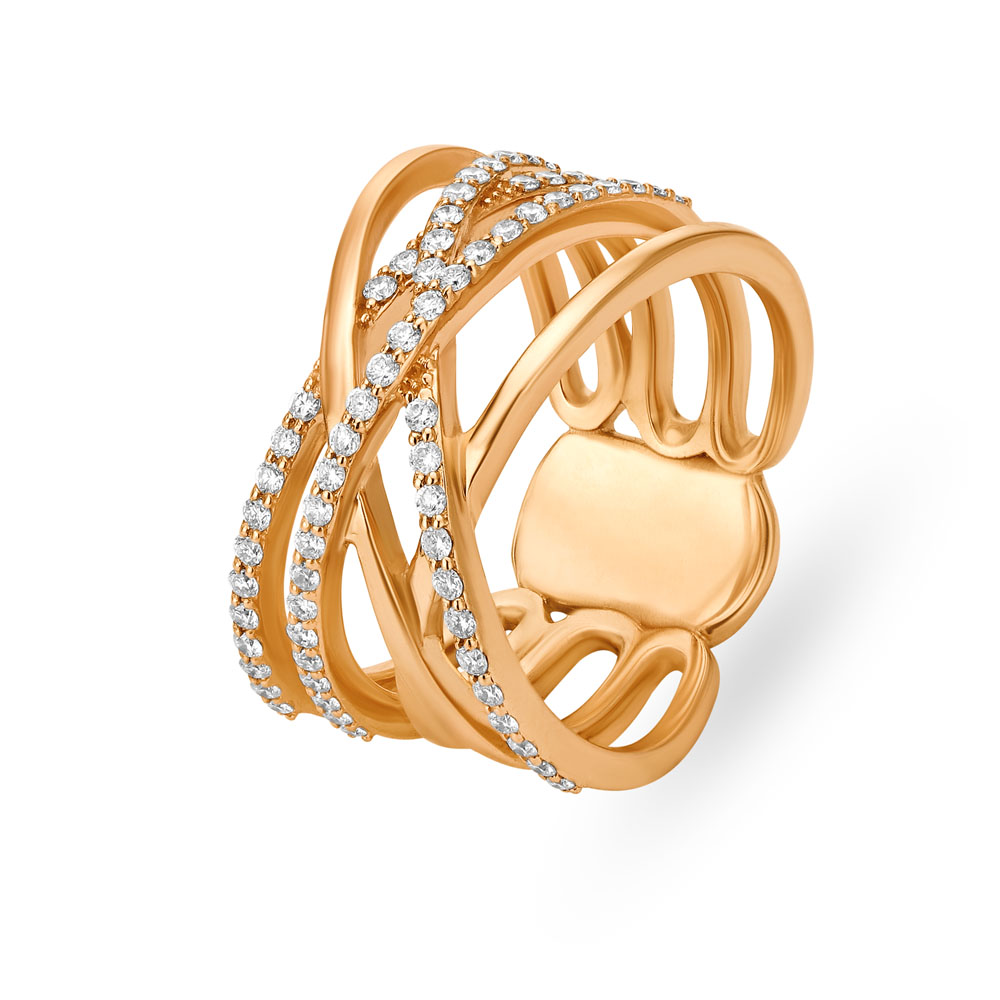 Sophisticated 18 Karat Rose Gold Criss-Cross Ring