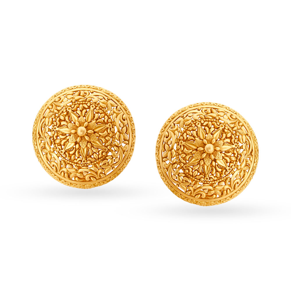 Earrings round shop shape gold