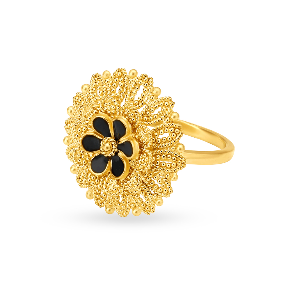 

Elaborate 22 Karat Yellow Gold Ring With Beadwork