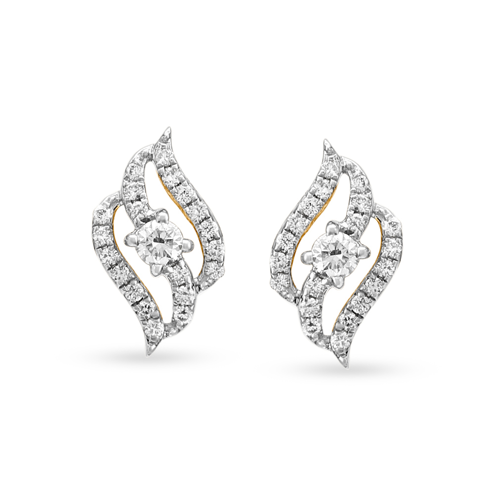 Eclectic Floral Diamond Stud Earrings