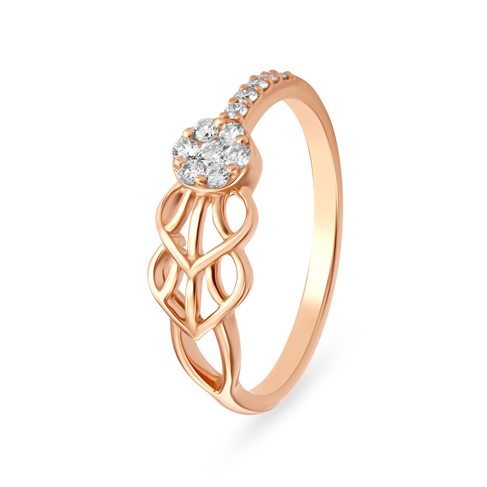 Elegant Bloom Gold and Diamond Finger Ring