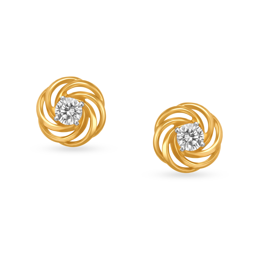 

Swirl Pattern Diamond Stud Earrings for Kids