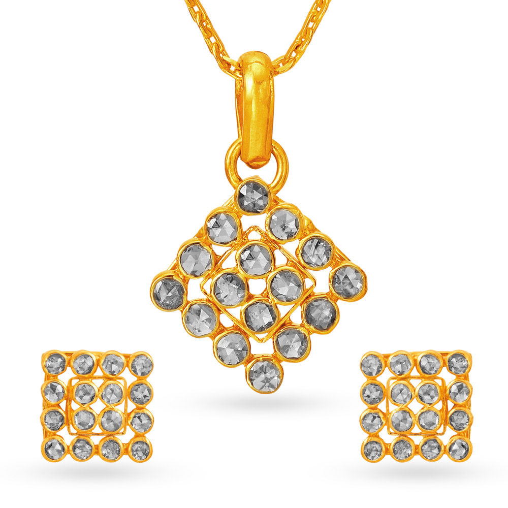 Modern Tanishq 22k Gold 31.31 Gram Necklace Earring Set Natural Colored  Garnet | eBay