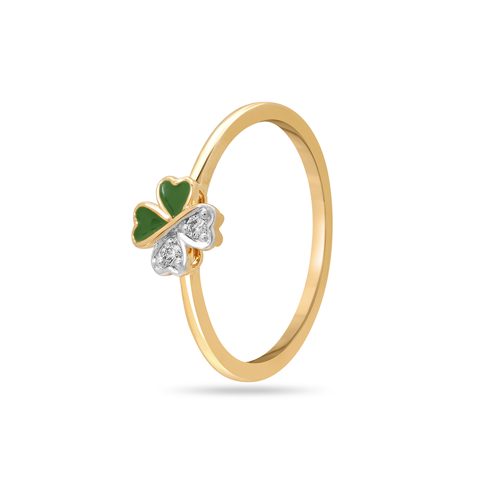 14KT Yellow Gold Clover Marvel Diamond Finger Ring