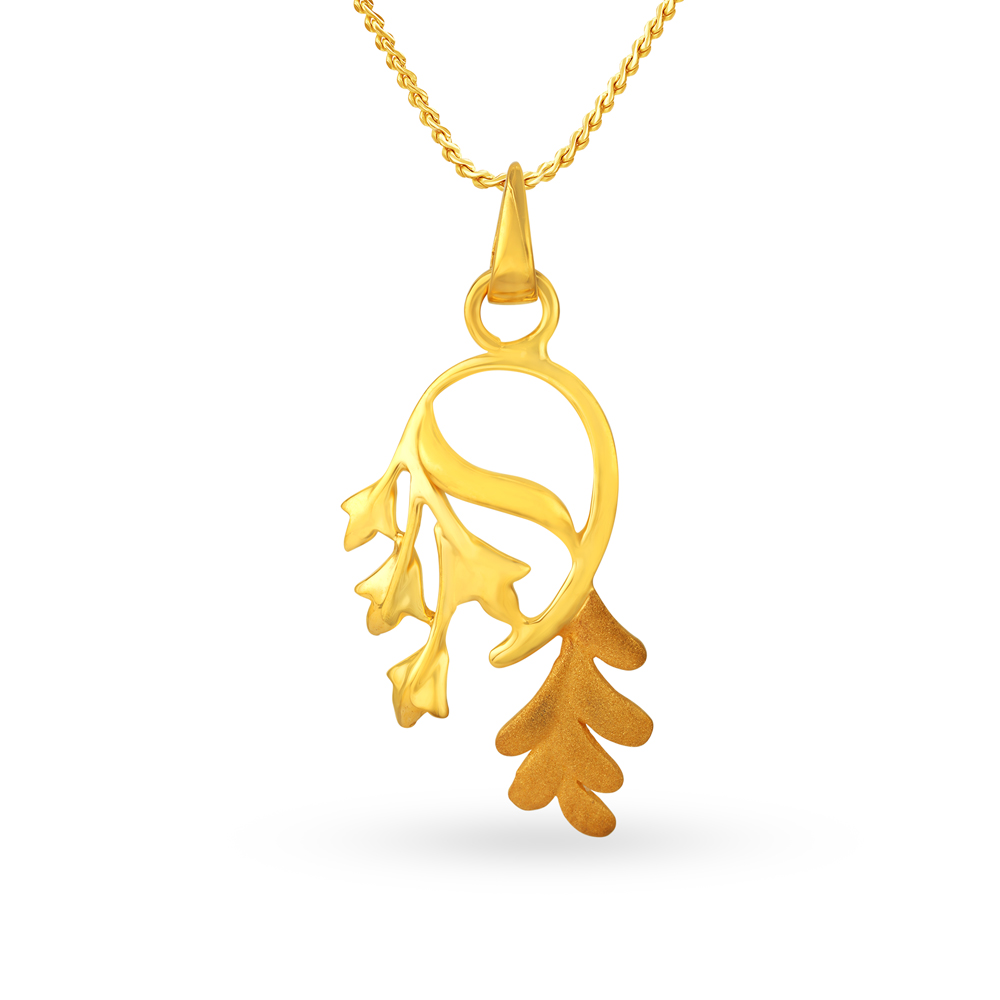 Graceful 22 Karat Gold Leaf Pendant