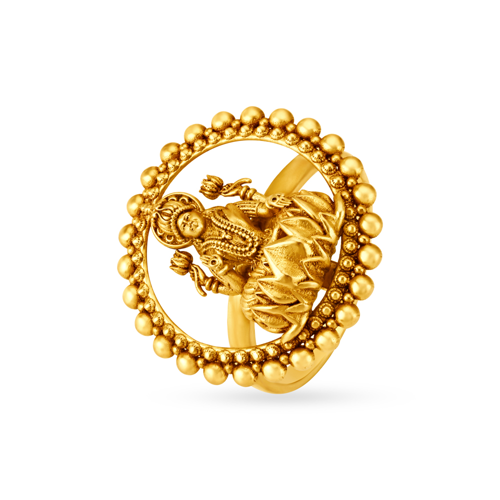 

Goddess Laxmi Rawa Work Finger Ring