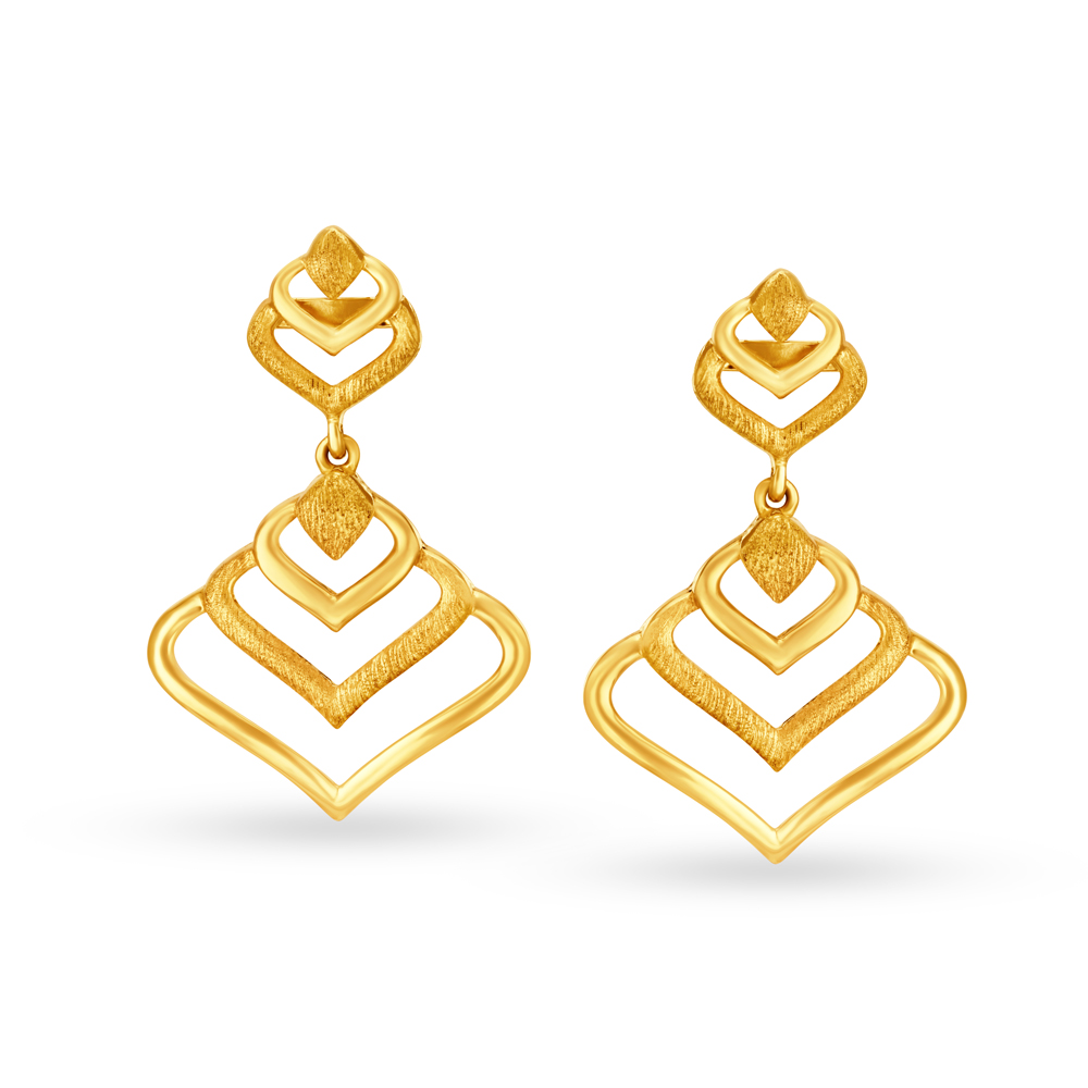 Picturesque 22 Karat Yellow Gold Tiered Danglers