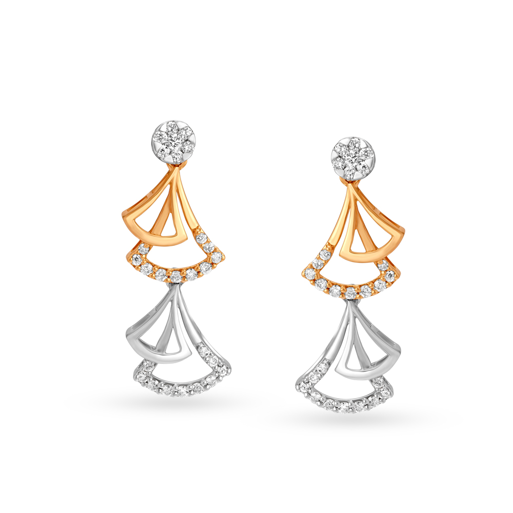 Intriguing 18 Karat Dual Gold And Diamond Earrings